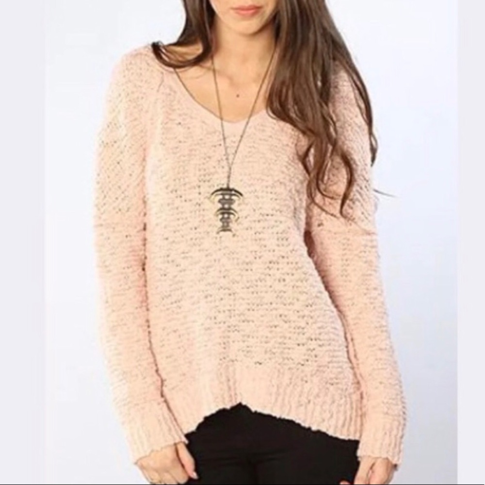 Free People Pink Songbird Sweater